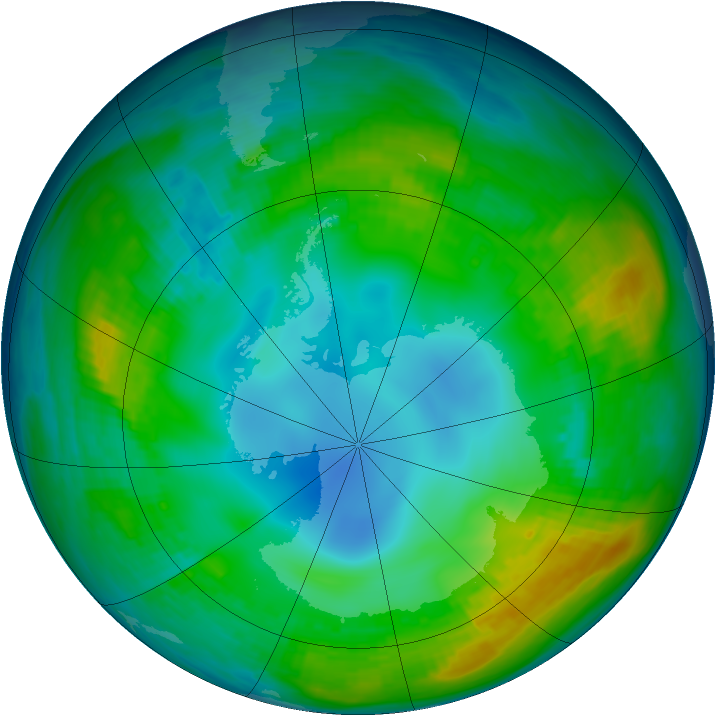 Antarctic ozone map for 16 May 1980